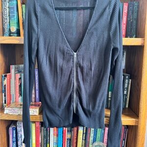 Black Zip-Up Cardigan